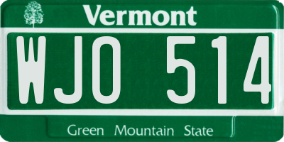 VT license plate WJO514