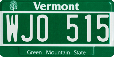 VT license plate WJO515