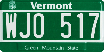 VT license plate WJO517