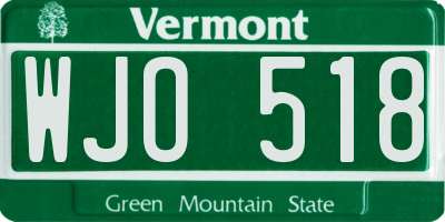 VT license plate WJO518