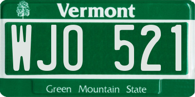 VT license plate WJO521