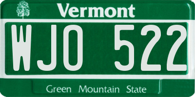 VT license plate WJO522