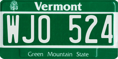 VT license plate WJO524