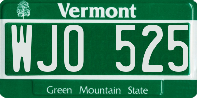 VT license plate WJO525