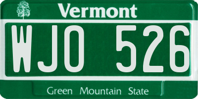 VT license plate WJO526