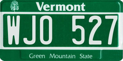 VT license plate WJO527
