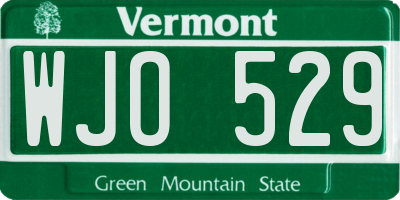 VT license plate WJO529