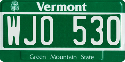 VT license plate WJO530