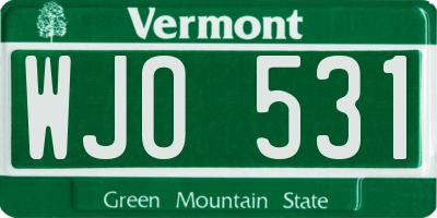 VT license plate WJO531