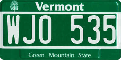 VT license plate WJO535