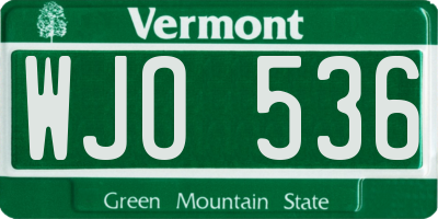 VT license plate WJO536