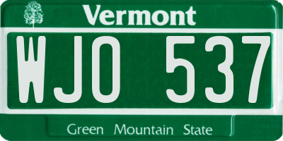 VT license plate WJO537