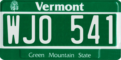 VT license plate WJO541