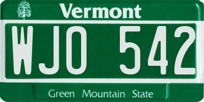 VT license plate WJO542