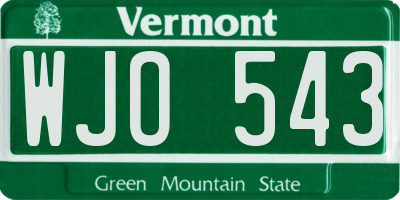 VT license plate WJO543