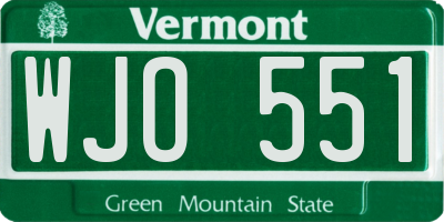 VT license plate WJO551