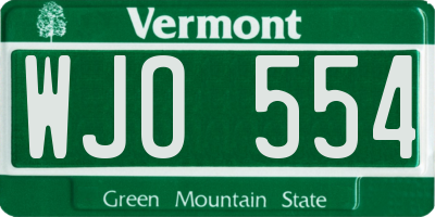 VT license plate WJO554