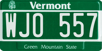VT license plate WJO557