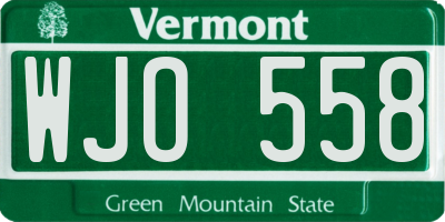 VT license plate WJO558