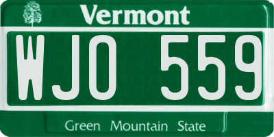 VT license plate WJO559