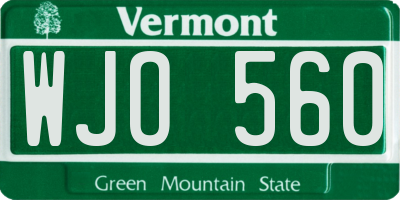 VT license plate WJO560