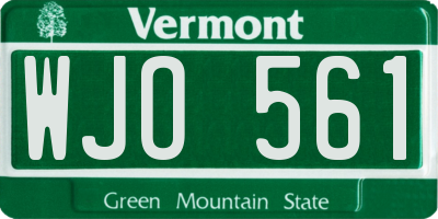 VT license plate WJO561