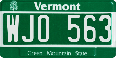 VT license plate WJO563