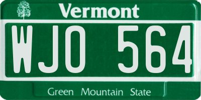 VT license plate WJO564