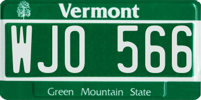 VT license plate WJO566