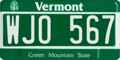 VT license plate WJO567