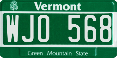 VT license plate WJO568