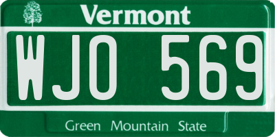 VT license plate WJO569