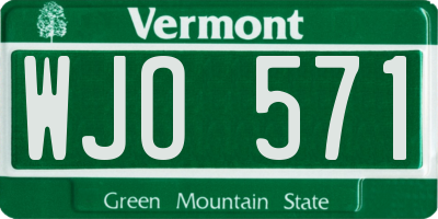 VT license plate WJO571