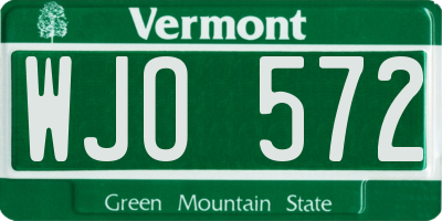 VT license plate WJO572