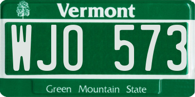VT license plate WJO573