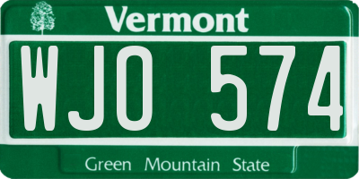 VT license plate WJO574