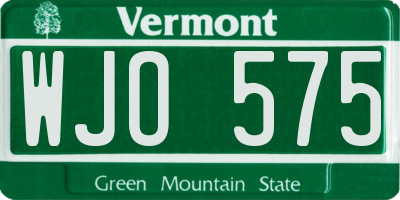 VT license plate WJO575