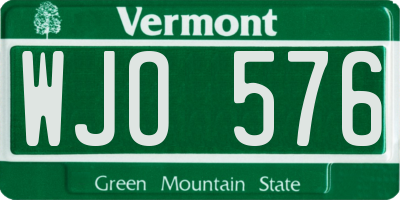 VT license plate WJO576