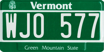 VT license plate WJO577