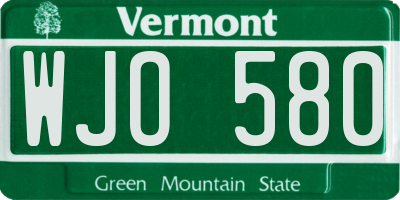 VT license plate WJO580