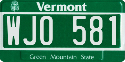 VT license plate WJO581