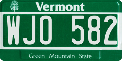 VT license plate WJO582
