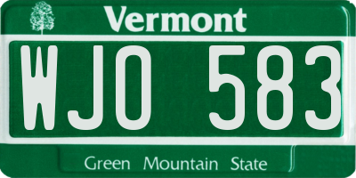 VT license plate WJO583