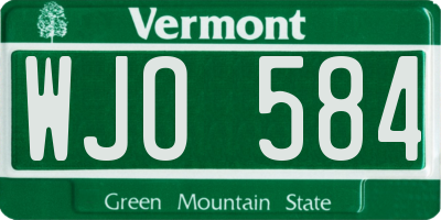 VT license plate WJO584