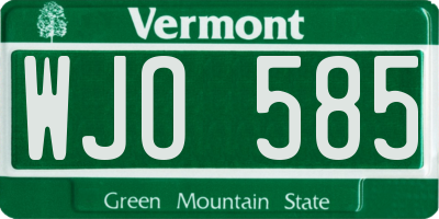 VT license plate WJO585