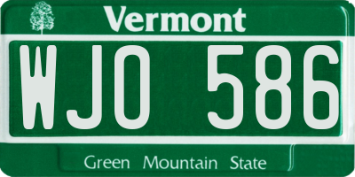 VT license plate WJO586
