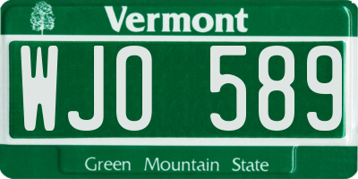 VT license plate WJO589