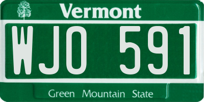 VT license plate WJO591