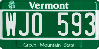 VT license plate WJO593
