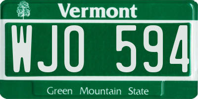 VT license plate WJO594